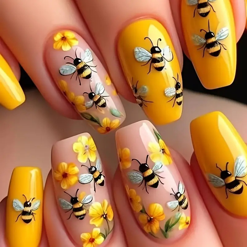 24 Uñas Postizas Cortas Cuadra - Nail Art Press On reseña y precio