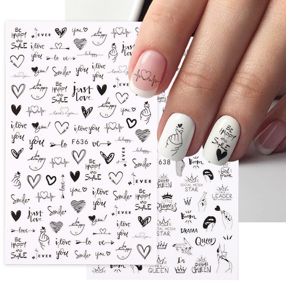 2 uds. De pegatinas 3D para de - Nail Art Valentines Day reseña y precio