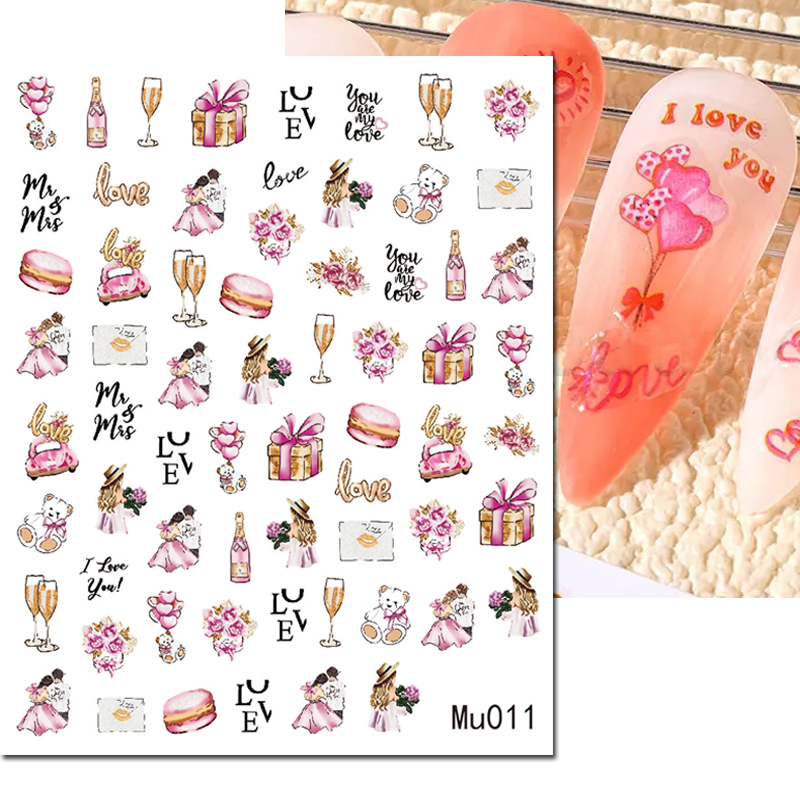 Pegatinas deslizantes 3d para  - Nail Art Valentines Day reseña y precio